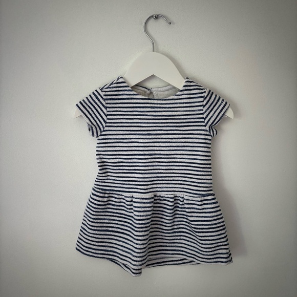 Zara Navy and White Striped Baby Dress size 6-9 months - Picture 1 of 2